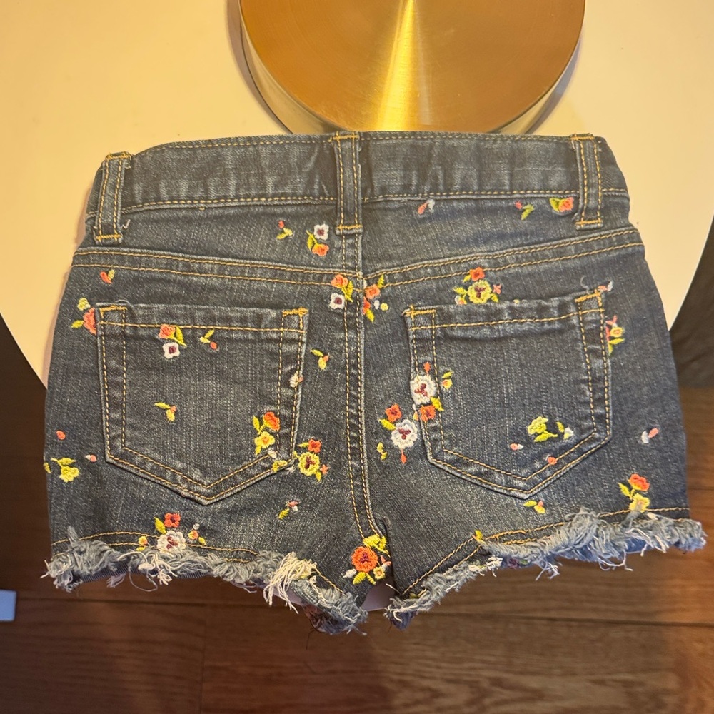 Cat & Jack TODDLER GIRL Denim Super-Stretch Shorts with Floral Embroidery
